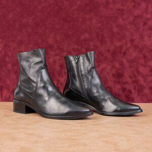 Paul Green Women Willow Black Leather Zip Ankle Fashion Boots sz 6.5US UK4